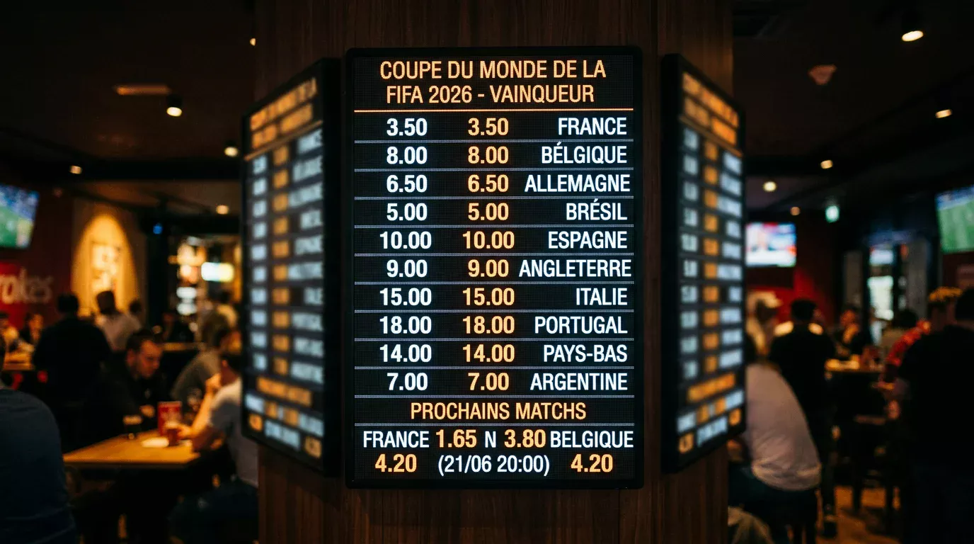 Analyse des cotes de la Coupe du Monde 2026 avec tableau de coefficients décimaux